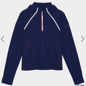 G/FORE Stretch Knit Cropped Quarter Zip Hooded Pullover